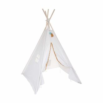 Mobili Rebecca Tienda tipi infantil de madera y poli&eacute;ster beige 160x120x120 cm