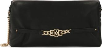 Kazar Zwarte opgeblazen tas met metalen versiering - Dames - Schoudertassen - Zwart - ONE Size - Leer - Tassen