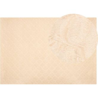 Beliani Beliani - Shaggy Artificial Rabbit Faux Fur Rug Trellis Pattern 160 x 230 cm Beige Gharo