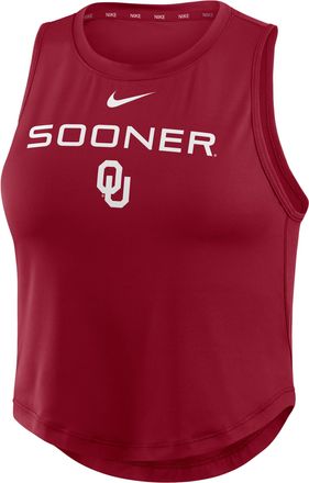 Nike Oklahoma One Nike Womens Dri-Fit Cropped Tank Top in Red | 035469WOKN-7LB