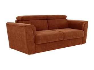 Vente-Unique Divano Letto 3 Posti Express In Tessuto Testurizzato Terracotta Letto 140 Cm Materasso 18 Cm - Rizora
