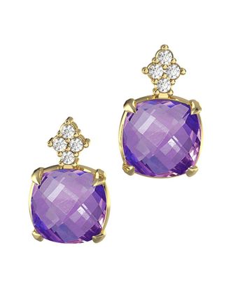 I.Reiss Company 14K 7.20 Ct. Tw. Diamond & Amethyst Drop Earrings