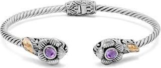 Samuel B. Sterling Silver & 18K Gold Amethyst Flower Hinge Bangle in Purple at Nordstrom Rack