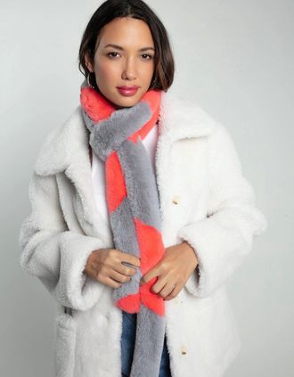 Nooki Design Womens ZIGGY FAUX FUR SCARF-CORAL - Grey - Size: ONE