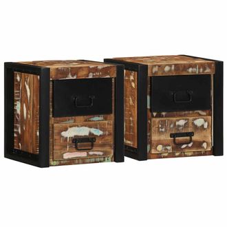 vidaXL Vidaxl - Mesilla De Noche Multicolor 40x35x40 Cm Madera Maciza Reciclada