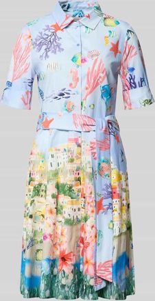 robe l&eacute;g&egrave;re Hemdblusenkleid mit Bindeg&uuml;rtel in Hellblau, Gr&ouml;&szlig;e 34