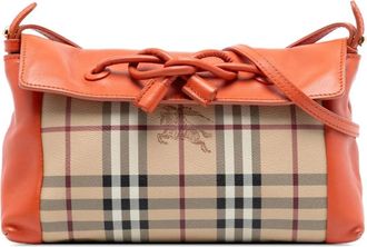 Burberry Pre-owned Cross Body Bags, female, Brown, Size: ONE SIZE Pre-owned Leather Trim Crossbody Bag