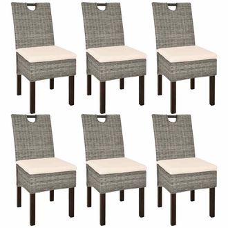 vidaXL Vidaxl - Sillas De Comedor 6 Unidades Rat&aacute;n Kubu Madera De Mango