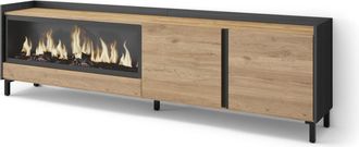 Skraut Home Skraut Home - Mueble Tv, Televisi&oacute;n, Muebles De Sal&oacute;n, Almacenaje, 212x35x61cm, Para Tv Hasta 80, Chimenea El&eacute;ctrica Xxl, Dise&ntilde;o Industrial, Estilo Mo