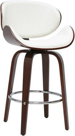 Miliboo Taburete De Bar Giratorio Blanco Y Madera Oscura 65 Cm Walnut