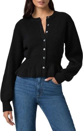 Paige Roslin Wool Blend Peplum Cardigan in Black at Nordstrom, Size Xx-Small
