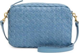 Clare Vivier Marisol Woven Zig-Zag Leather Crossbody Camera Bag in Dusty Blue at Nordstrom