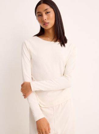 Miiyu Womens Scalloped edging pointelle knit sweater