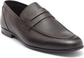 Bruno Magli Valerio Penny Loafer in Dark Brown Tumbled at Nordstrom Rack, Size 10.5