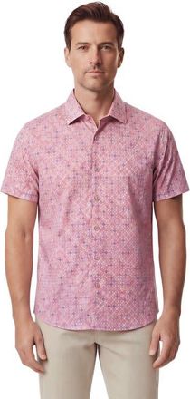 Lords of Harlech Retro Star Mens Printed Button Up Shirt in Retro Star Coral at Nordstrom, Size X-Large
