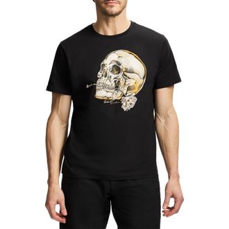Robert Graham Chrome Skull Knit Graphic T-Shirt in Black at Nordstrom Rack, Size X-Large