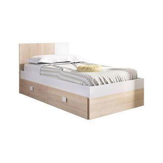 Dmora Cama Individual Fourchon, Sommier Para Dormitorio, Estructura De Cama Por Habitaci&oacute;n, Estructura Del Sostenedor Del Colch&oacute;n, 97x196 H79 Cm, Blanco Y R