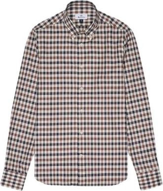 Aquascutum Club Check Button Down Overhemd - Heren - Casual Overhemden - Beige - M - Katoen - Overhemden