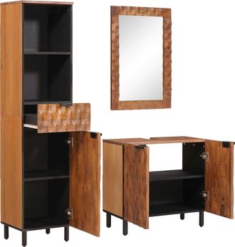 vidaXL Juegos De Ba&ntilde;o 3 Uds. Madera De Acacia Marr&oacute;n 38 X 33 X 160 Cm Vidaxl