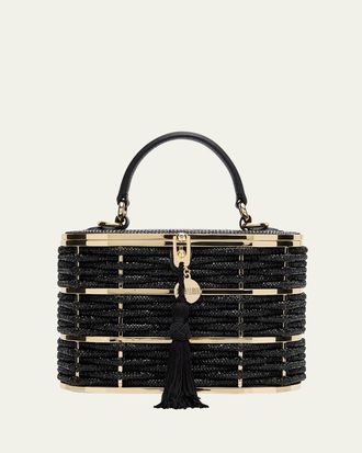 Judith Leiber Willow Woven Crystal Basket Top-Handle Bag