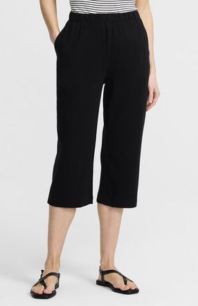 Lands End Sport Knit High Rise Elastic Waist Capri Pants in Black at Nordstrom, Size X-Small P