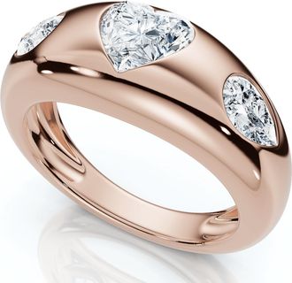 Pompeii3 1 3/10Ct Sloan Heart Shape Flush Set Diamond Dome Band 14k Gold Lab Grown EF/VS