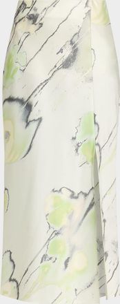 Jason Wu Watercolor Crepe Satin Slip Midi Skirt