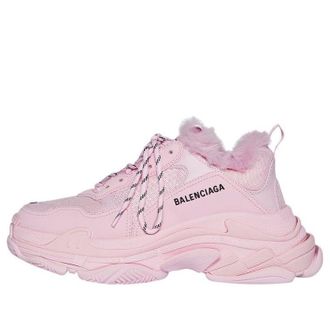 Balenciaga (WMNS) Balenciaga Triple S Sneaker Fake Fur Pink 668562W3CQ55000