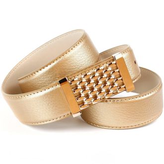 Anthoni Crown Lederg&uuml;rtel ANTHONI CROWN, Damen, Gr. 75, gold (goldfarben), Leder, unifarben, G&uuml;rtel Lederg&uuml;rtel, mit Fashion-Koppelschliesse, abgesteppte R&auml;nder