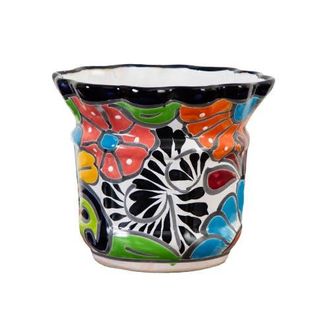 Nearly Natural 7-in x 8-in Handmade Mexican Talavera Ceramic Planter in Multicolor at Nordstrom