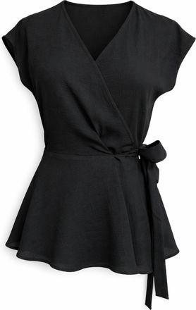 Joseph Ribkoff Womens Wrap Cap Sleeves Top In Black