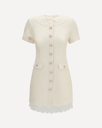 Self Portrait Tailored mini Dress with boucl&eacute; lace inserts Female 12