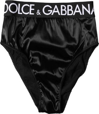 Dolce & Gabbana High-Waist Satin Brief - Dames - Onderbroek - Zwart - S - Satijn - Ondergoed