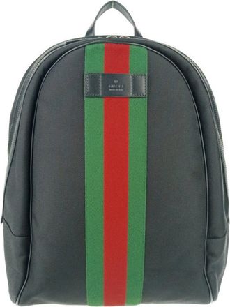 Gucci Black Canvas Leather Backpack (Pre-Owned)