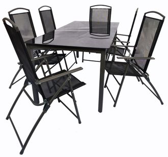 ebuy24 Vcm 7 Pcs Conjunto De Muebles De Jard&iacute;n Grupo De Asientos Grupo De Comedor 1x Mesa, 6x Sillas Mesa Dimensiones Aprox. Al. 76 X An. 189 X P. 90 Cm Jueg