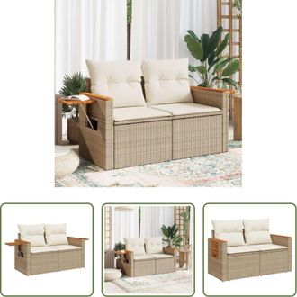 vidaXL vidaXL Cuscini da giardino - Divano da Giardino con Cuscini a 2 Posti Beige in Polyrattan