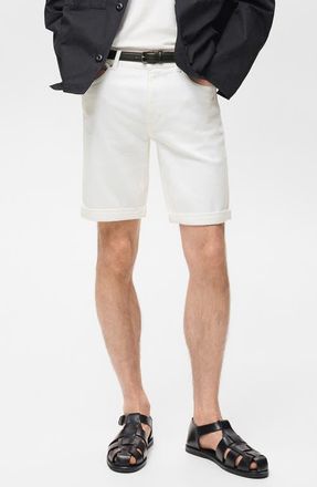 Mango Denim Bermuda Shorts in Off White at Nordstrom, Size 32