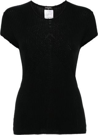 Chanel 2004 CC pointelle-knit top - women - Cotton - One Size - Black