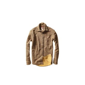 Relwen Mens Plaid Chamois-Lined Flannel Shirt In Gold Tweed Guncheck