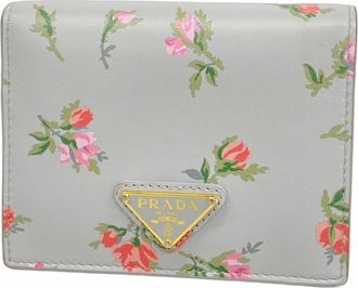Prada Light Gray Multi-Color Leather Wallet (Bi-Fold) (Pre-Owned)
