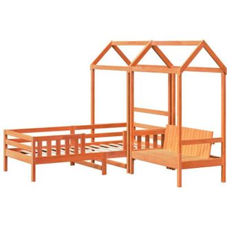 vidaXL Vidaxl - Set De Cama Y Banco Con Techo Madera De Pino Marr&oacute;n 90x190 Cm