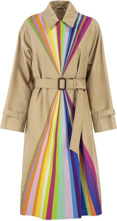 Max Mara Weekend Maxmara Wkspalanca waterafstotende katoenen trenchcoat met regenboogprint
