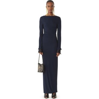 Lanvin Draped Dress In Crepe Jersey in Navy Blue at Nordstrom, Size X-Small