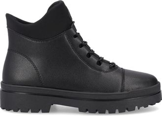 Rieker Zwarte zwarte enkellaarsjes - Dames - Veterlaarzen - Zwart - 36 EU - Leer - Schoenen