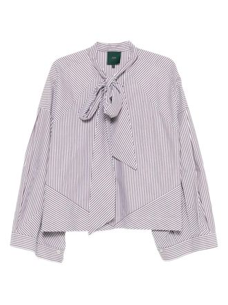 JEJIA striped tie-neck top - Brown