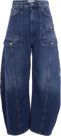 Sportmax Violino Utility Barrel Leg Jeans - Dames - Loose Fit Jeans - Blauw - W27 - Katoen - Jeans