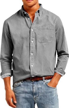 Generic Mens Long Sleeve Shirts Tops UK Plus Size Casual Button Up ShirtClassic Fit Casual with Chest Pocket and Adjustable Cuffs Top Ladies Spring Summer Blo