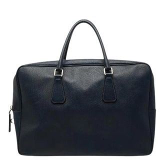 Prada Pre-owned Saffiano Leren Aktetas - Heren - Vintage Handtas - Blauw - ONE Size - Leer - Vintage