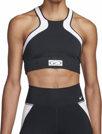 Nike Womens High Neck Medium Support Sports Bra In Black/white
