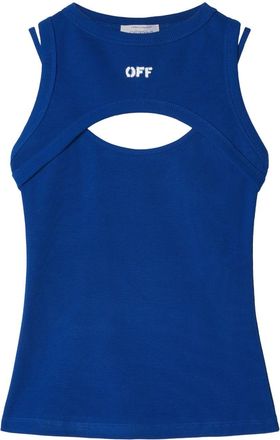 Off-white logo-print sleeveless top - women - Elastane/Cotton - 44 - Blue